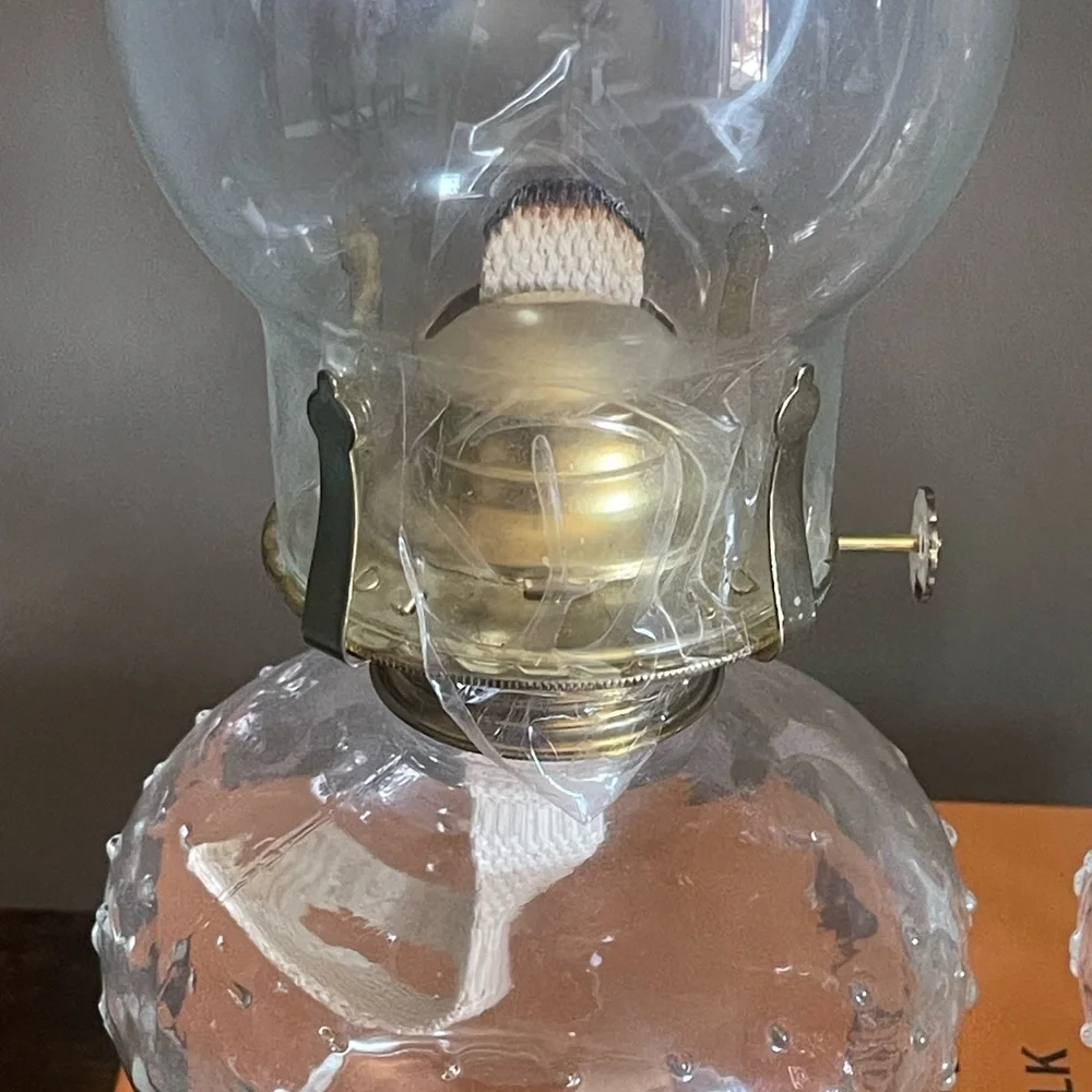 Elegant Glass Oil Lamps with Brass Accents